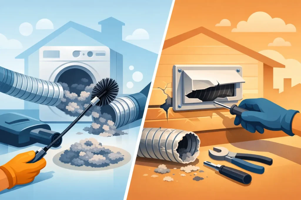 Dryer Vent Cleaning vs Repair: Know the Difference